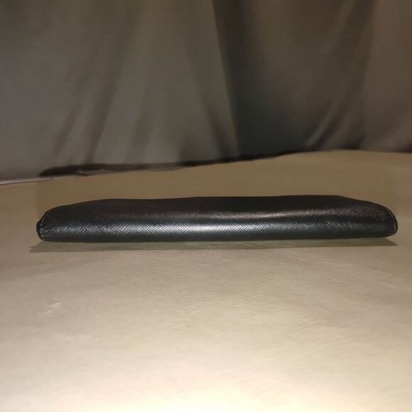 Prada Wallet Milano Black Leather Vinyl Long Metal Zipper Card Slots Pockets - Picture 7 of 15